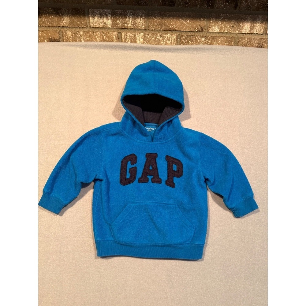 Baby Gap 3T Blue Fleece Hoodie GAP Logo Pullover Toddler Boys 2009